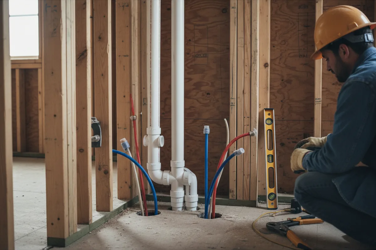 Drain and supply rough-in during Leak Detection in Athena